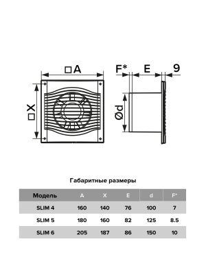 Вентилятор накладной SLIM D125 обр.клапан MR DICITI